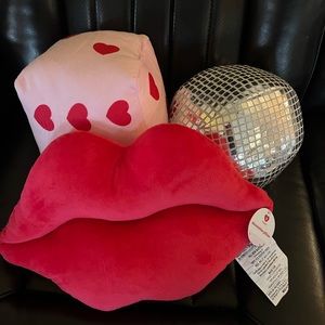 Target Bullseye Playground Set of 3 Valentines Pillows Lips Dice Disco Ball 2024